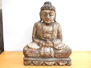 Statue de Bouddha en bois 33 cm x 24 cm