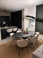 Ovalen eettafel, zwart marmer motief, 1.80 meter lang, Huis en Inrichting, Ophalen