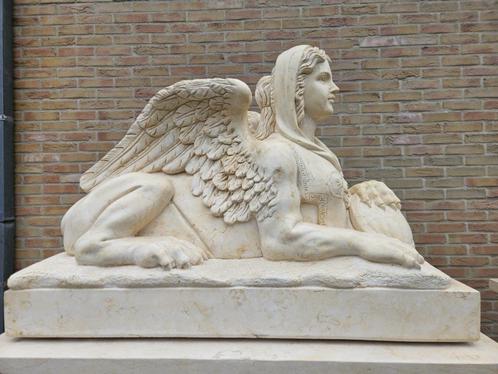 EXCLUSIEVE GEBEELDHOUDE MARMEREN SFINXEN/SOKKEL TOPBEELDEN!, Antiek en Kunst, Kunst | Beelden en Houtsnijwerken, Ophalen of Verzenden