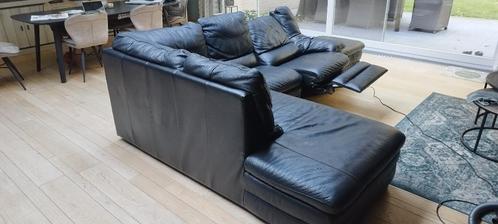 Lederen zetel, Huis en Inrichting, Zetels | Zetels, Gebruikt, Hoekbank, Vierpersoons of meer, 250 tot 300 cm, 150 cm of meer, Leer