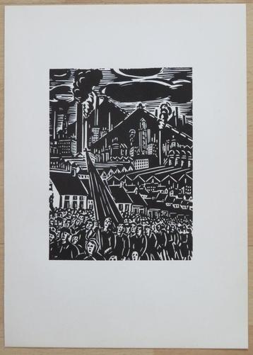 Houtsnede van Frans Masereel: MIJNWERKERSSTAKING ZWARTBERG beschikbaar voor biedingen