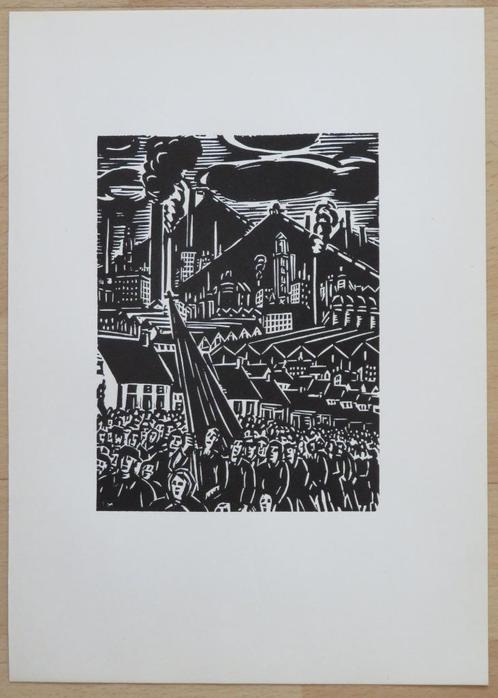 Houtsnede van Frans Masereel: MIJNWERKERSSTAKING ZWARTBERG, Antiek en Kunst, Kunst | Etsen en Gravures, Verzenden