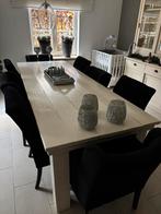 Witte houten eettafel met 8 luxe zwarte stoelen, Huis en Inrichting, Ophalen, Gebruikt, 8 stoelen of meer