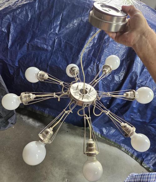 Moderne/industriële “sputnik”-stijl plafondlamp, Huis en Inrichting, Lampen | Plafondlampen, Gebruikt, Glas, Metaal, Ophalen