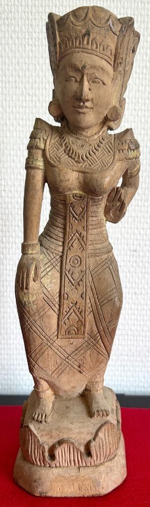 Oude houten sculptuur van een godin - Bali - 1930, Antiek en Kunst, Kunst | Niet-Westerse kunst, Ophalen of Verzenden