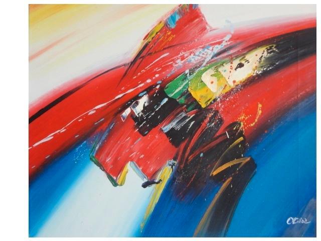 ...Free Abstract ...Acrylschilderij van Olivier, Antiquités & Art, Art | Peinture | Abstraite, Enlèvement ou Envoi