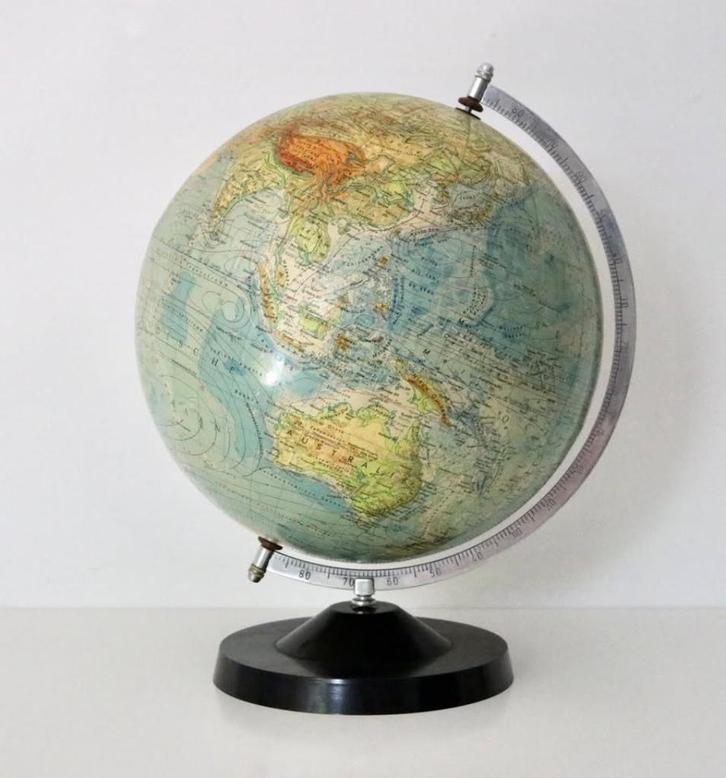 Vintage wereldbol - Papier globe RÄTH 1975, Huis en Inrichting, Woonaccessoires | Wereldbollen, Ophalen of Verzenden