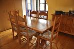Massieve eikenhouten eettafel + 6 stoelen met biezen zitvlak, Chêne, Rectangulaire, Enlèvement, Utilisé