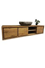 hangend teak badkamermeubel 180, 150 tot 200 cm, Nieuw, Ophalen of Verzenden, 25 tot 50 cm