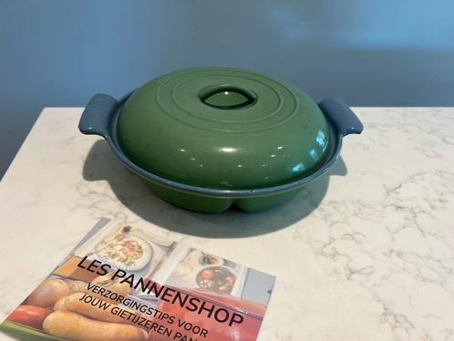 Vintage FE België gietijzeren drievakspan, Huis en Inrichting, Keuken | Potten en Pannen, Zo goed als nieuw, Overige typen, Gietijzer
