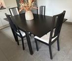 Verlengbare eettafel met 4 stoelen, Maison & Meubles, Tables | Tables à manger, Rectangulaire, Autres essences de bois, 50 à 100 cm