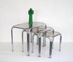 Vintage Space Age nesting tables - Bijzettafels Fumé glas, Ophalen, Huis en Inrichting