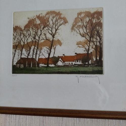 Mooie ingekleurde ets van Roger Hebbelinck ( 1912-1987 ), Antiek en Kunst, Kunst | Etsen en Gravures, Ophalen of Verzenden