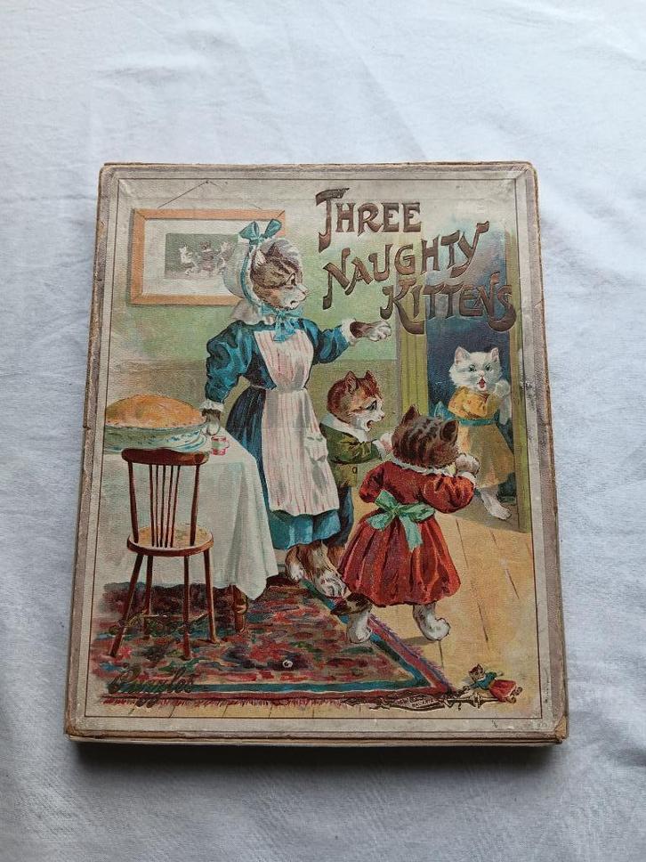 Antieke legpuzzel "Three naughty kittens" (Spears), ca. 1900, Antiek en Kunst, Antiek | Speelgoed, Ophalen of Verzenden