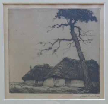 DIRK BAKSTEEN / DORPSEINDE / ZW-W ETS / 39x34cm / KADER SIG beschikbaar voor biedingen