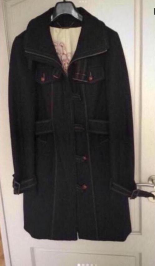 Marine blauwe lange dames jas. Merk : Fornarina., Kleding | Dames, Jassen | Winter, Zo goed als nieuw, Maat 38/40 (M), Blauw, Ophalen of Verzenden