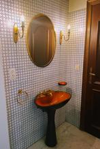 Retro lavabo hoekje, Huis en Inrichting, Ophalen, Gebruikt, Wasbak of Wastafel