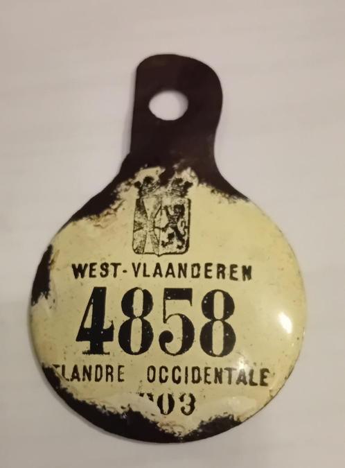 Fietsplaat  1903 West Vlaanderen ruilen, Antiek en Kunst, Curiosa en Brocante, Ophalen of Verzenden