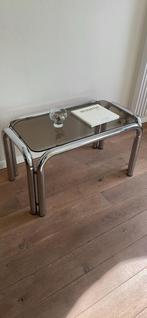 Chrome gerookt glas salontafel, Huis en Inrichting, Ophalen, Glas