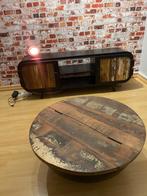 Te Koop: industrieel tv meubel + salon tafel, Huis en Inrichting, Ophalen, Zo goed als nieuw, Industriaal, 100 tot 150 cm