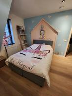 Boxspring 140x200, Huis en Inrichting, Slaapkamer | Bedden, Ophalen, Gebruikt, Blauw, Tweepersoons