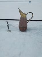 Koperen kan en tinnen kaarsenhouder, Antiek en Kunst, Ophalen