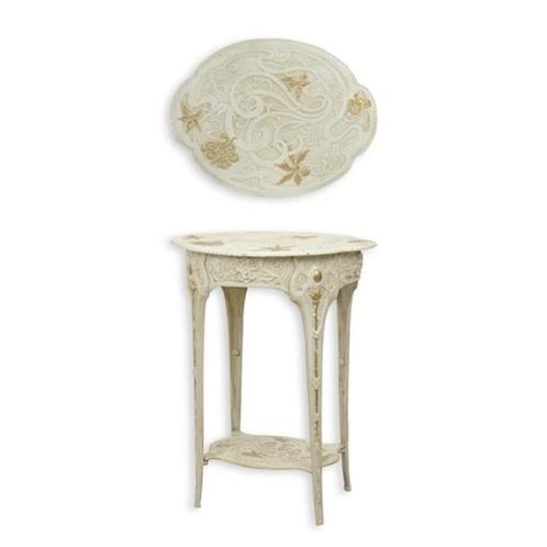 bijzettafel , Art Nouveau , tafeltje Bloem motief, Huis en Inrichting, Tafels | Bijzettafels, Nieuw, Ovaal, 60 cm of meer, Minder dan 55 cm