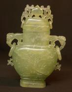 art Chine rare brûle parfum jade vase urne couverte ancienne, Jade, Envoi