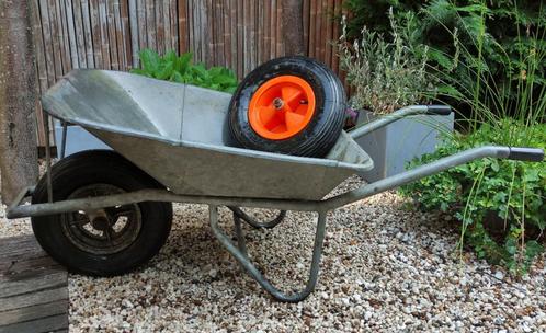 Kruiwagen 100 Liter/cap.150 kg & Reservewiel, Tuin en Terras, Kruiwagens, Gebruikt, Handmatig, Eenwielig, Ophalen