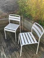 2 Chaises de jardin droites métalliques blanches, Ophalen, Gebruikt, Metaal