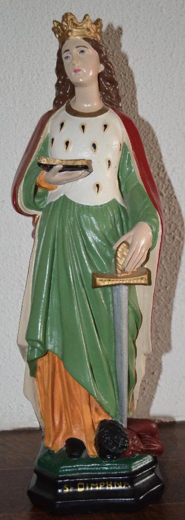 St Dimfhna van Geel, 40 cm, Antiek en Kunst, Antiek | Religieuze voorwerpen, Ophalen of Verzenden