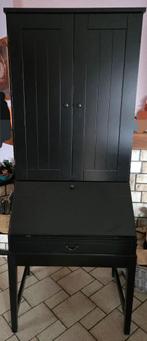 Bureau-secretaire Ikea met opbouwkast, volledig zwart, Huis en Inrichting, Ophalen, Gebruikt
