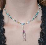 Ketting van kralen met een vis aan, nooit gedragen, Verstelbaar, Nieuw, Ophalen of Verzenden, Zilver