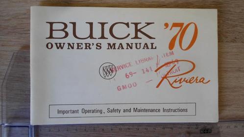 Buick Riviera 1970 original owner's manual., Auto diversen, Handleidingen en Instructieboekjes, Ophalen of Verzenden