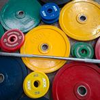 Olympische Gewichten Set + Olympische Barbell 220cm 20kg, Enlèvement, Comme neuf