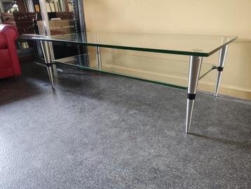 Glas salontafel RVS onderstel design beschikbaar voor biedingen