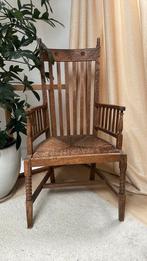 Vintage houten stoel met rieten zitvlak, Antiek en Kunst, Ophalen