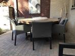 Ronde tuintafel 1.60m + 6 stoelen ( all weather), Tuin en Terras, Ophalen, Zo goed als nieuw, Rond, Hout