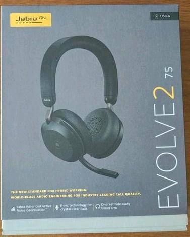 Jabra Evolve2 75 Link380a MS Stereo Black - Nieuw, Audio, Tv en Foto, Hoofdtelefoons, Zo goed als nieuw, Op oor (supra aural)