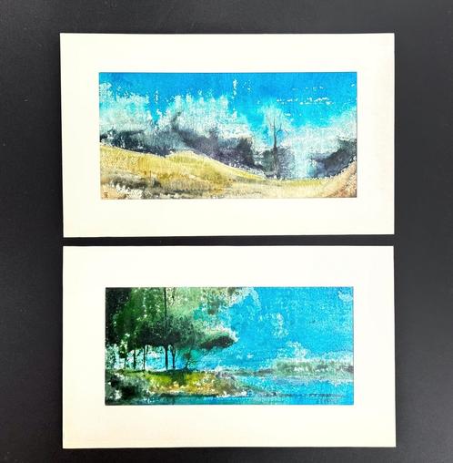 Eugène Eechaut (1928-2019) abstract landscape (2 artworks), Antiek en Kunst, Kunst | Schilderijen | Modern, Ophalen of Verzenden