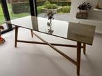 Eettafel + glazen blad 2m x 90cm, Huis en Inrichting, Ophalen, 200 cm of meer, 50 tot 100 cm, Zo goed als nieuw