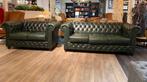 Prachtige Chesterfield bankstel 3+2 Zits Antiek groen salon, Antiek en Kunst, Ophalen of Verzenden