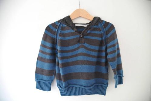 Trui met kap petrol en bruin gestreept - Maat 80 NIEUW, Kinderen en Baby's, Babykleding | Maat 80, Nieuw, Jongetje, Truitje of Vestje