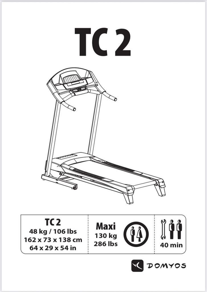 Tapis de marche Domyos TC 2, Sport en Fitness, Fitnessapparatuur, Zo goed als nieuw, Loopband, Armen, Benen, Buik, Rug, Metaal