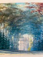 Prachtige aquarel dreef met kasteel 1859, Antiek en Kunst, Kunst | Schilderijen | Klassiek, Ophalen of Verzenden