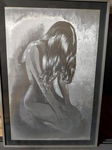 Naakte vrouw metalic folie art ets  beschikbaar voor biedingen
