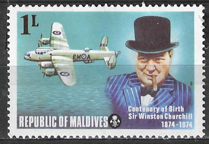 Maldiven 1974 - Yvert 503 - Winston Churchill - 1 l. (PF), Postzegels en Munten, Postzegels | Azië, Verzenden