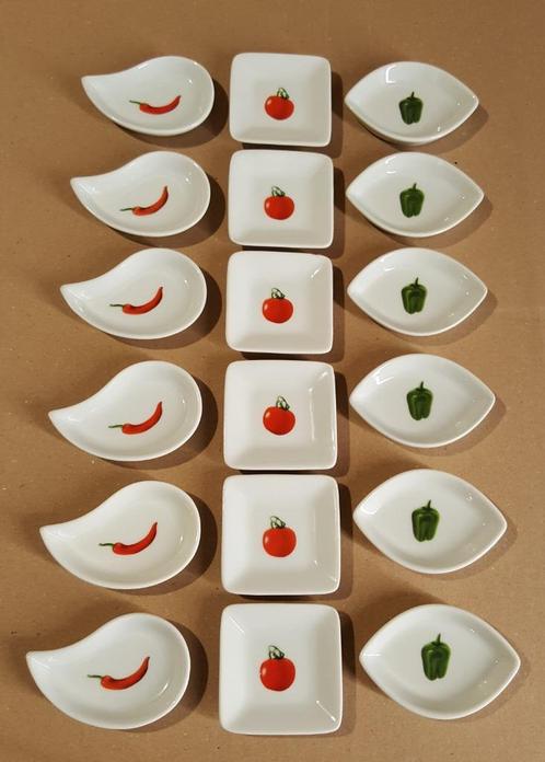 Set 18 amuse-bouches of tapas schaaltjes, Huis en Inrichting, Keuken | Servies, Gebruikt, Overige typen, Overige stijlen, Keramiek