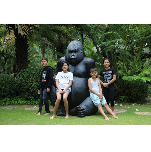 Singe Gorille Argent/Noir – 180 cm - Statue Gorille, Collections, Collections Animaux, Neuf, Enlèvement ou Envoi