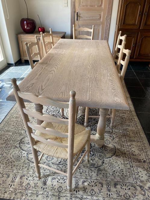 Stijlvolle eiken eettafel met zes Stoelen, Huis en Inrichting, Tafels | Eettafels, Zo goed als nieuw, Vijf personen of meer, Rechthoekig